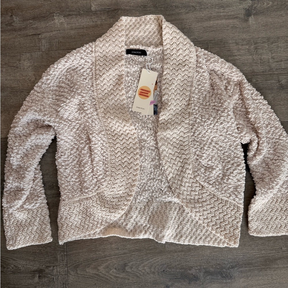 Dokotoo Textured Cream Cardigan